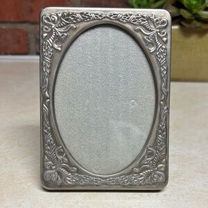 Vintage Silverplate  Photo Frame With Flowers And Ribbon Motif...Art Nouveau